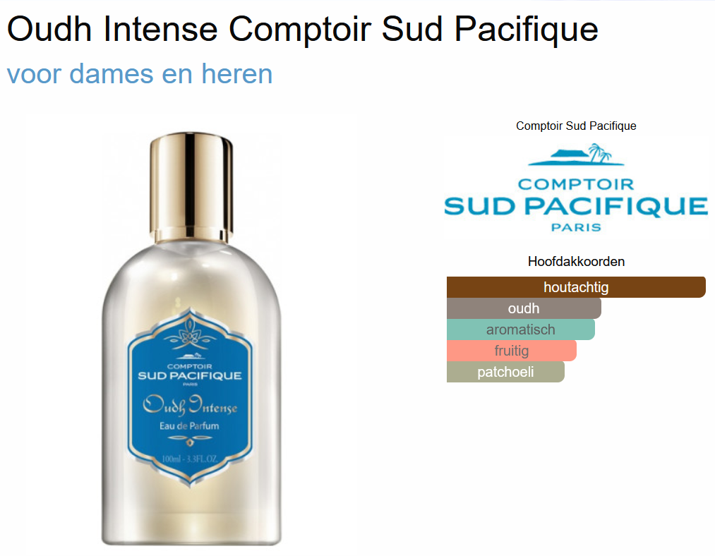 Comptoir Sud Pacifique Oudh Intense Eau de Parfum 100 ml